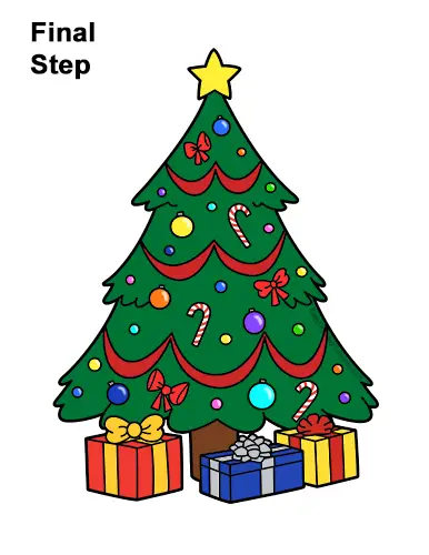 How To Draw A Christmas Tree VIDEO Step by Step Pictures