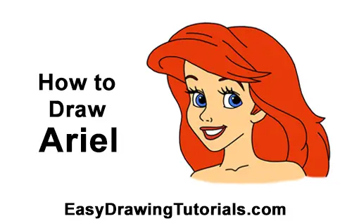 How to Draw Ariel Head Disney The Little Mermaid