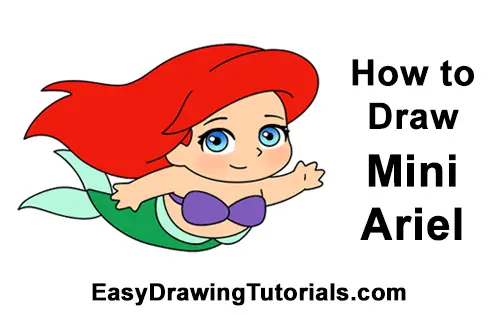 How to Draw Mini Chibi Little Mermaid Ariel