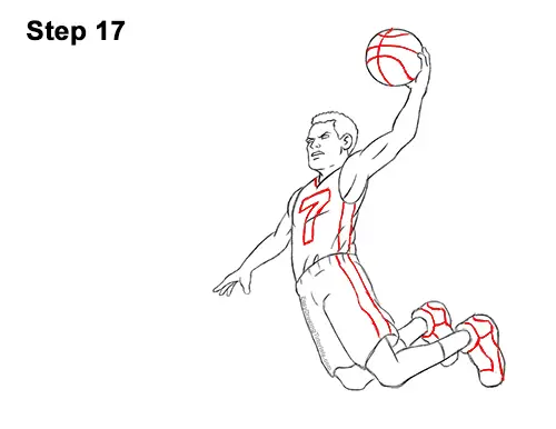 How to a Draw Cartoon Basketball Player Dunking 17