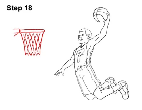 How to a Draw Cartoon Basketball Player Dunking 18