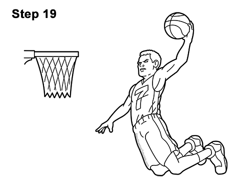 How to a Draw Cartoon Basketball Player Dunking 19
