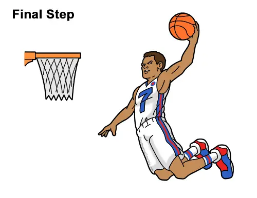 How to a Draw Cartoon Basketball Player Dunking