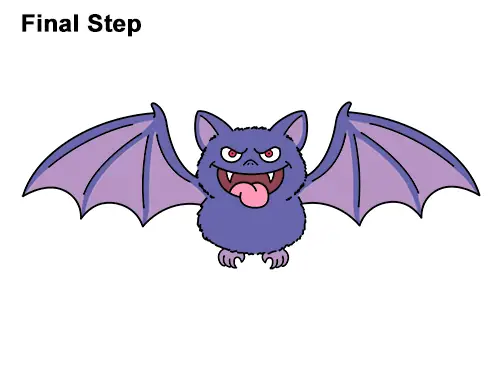 How to Draw Angry Funny Cute Halloween Cartoon Bat