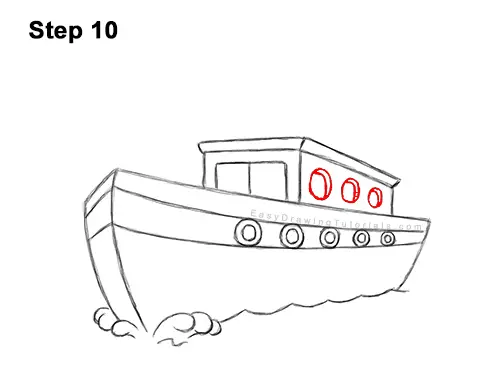 How to Draw Cartoon Boat Ship 10