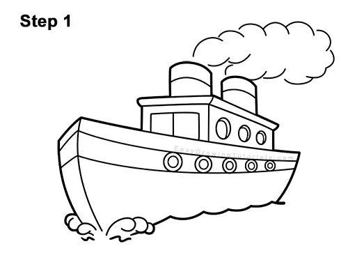 How to Draw Cartoon Boat Ship 14