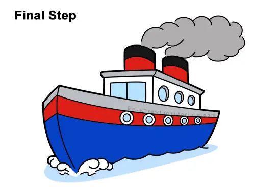 How to Draw Cartoon Boat Ship Water Clipart