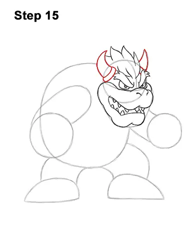 How to Draw Bowser Super Mario Nintendo Full Body 15
