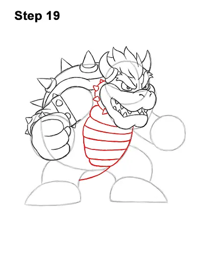 How to Draw Bowser Super Mario Nintendo Full Body 19