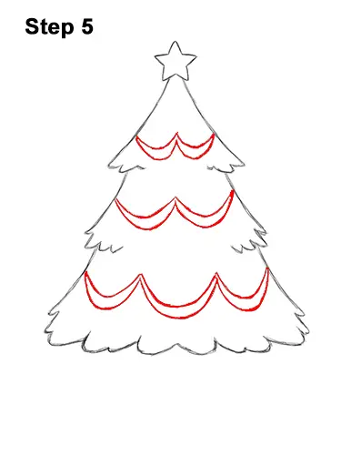 How to Draw Cartoon Christmas Tree with Presents 5