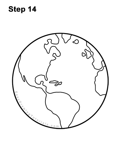 How to Draw Cartoon Planet Earth World Globe Clipart 14