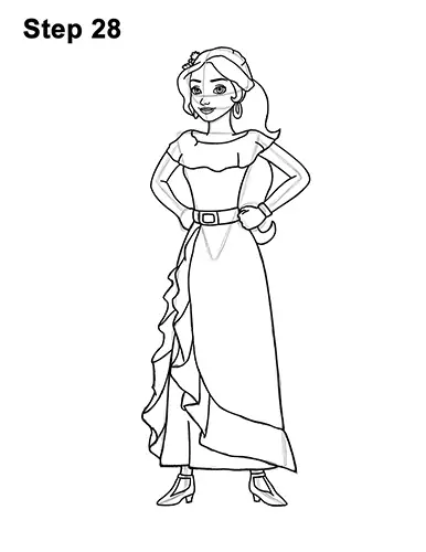 How to Draw Princess Elena of Avalor Full Body 28