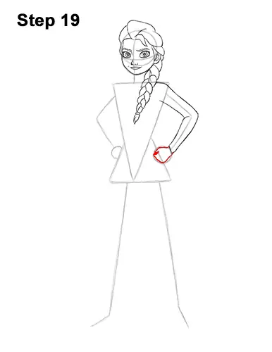 How to Draw Queen Elsa Frozen Two II Dress Outfit Full Body 19