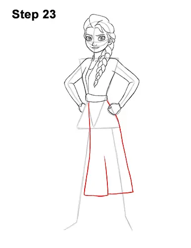 How to Draw Queen Elsa Frozen Two II Dress Outfit Full Body 23
