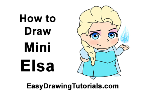 How to Draw Mini Chibi Little Elsa Frozen