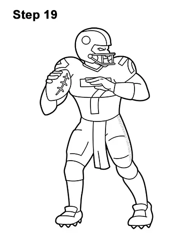 How to Draw a Cartoon Football Player Quarterback 19