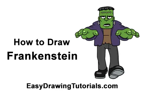 How to Draw a Cartoon Frankenstein VIDEO & Step-by-Step Pictures
