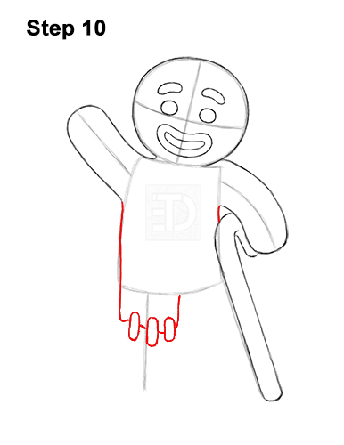 How to Draw Gingerbread Man Shrek Candy Cane 10