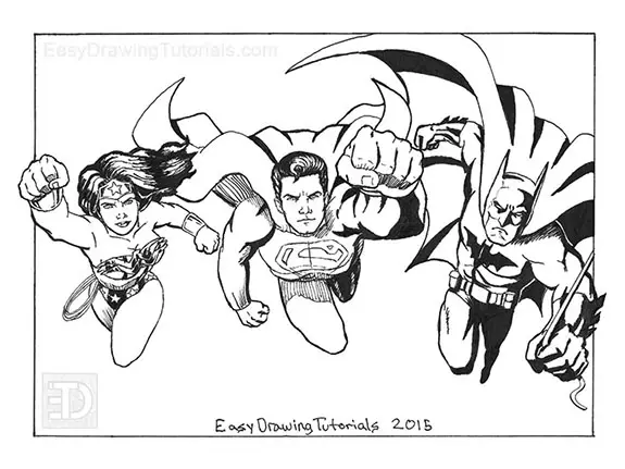 Wonder Woman Superman Batman Inks