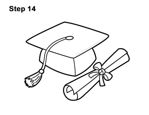 How to Draw Cartoon Graduation Cap Diploma Mortarboard 14