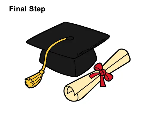 How to Draw Cartoon Graduation Cap Diploma Mortarboard