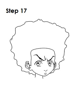 How to Draw Huey Boondocks Step 17