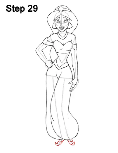 Draw Jasmine Full Body Aladdin 29