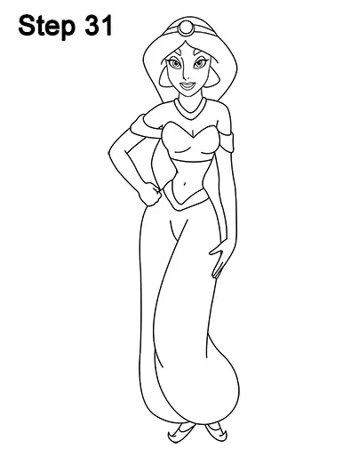 Draw Jasmine Full Body Aladdin 31