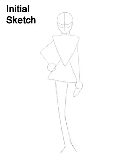Draw Jasmine Full Body Aladdin Initial Sketch