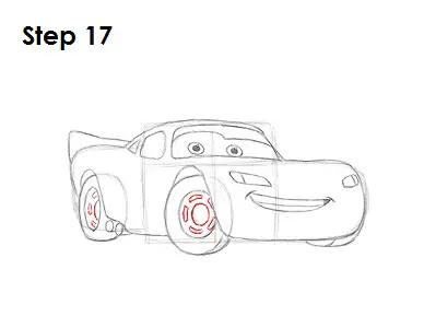 Draw Lightning McQueen Step 17