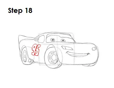Draw Lightning McQueen Step 18