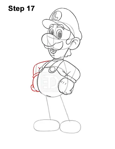How to Draw Luigi Super Mario Nintendo Full Body 17