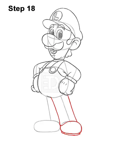 How to Draw Luigi Super Mario Nintendo Full Body 18