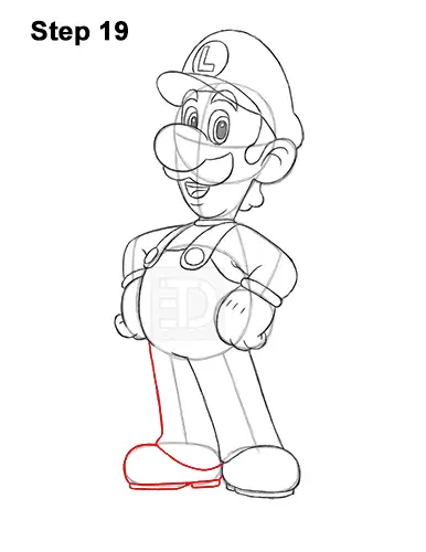 How to Draw Luigi Super Mario Nintendo Full Body 19