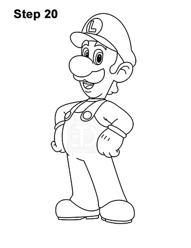 How to Draw Luigi Super Mario Nintendo Full Body 20