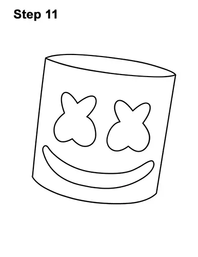 How to Draw Marshmello Marshmallow DJ Head 11