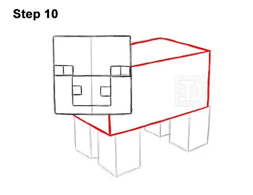 How to Draw Minecraft Pig Side View 10