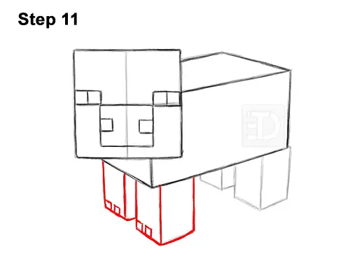 How to Draw Minecraft Pig Side View 11
