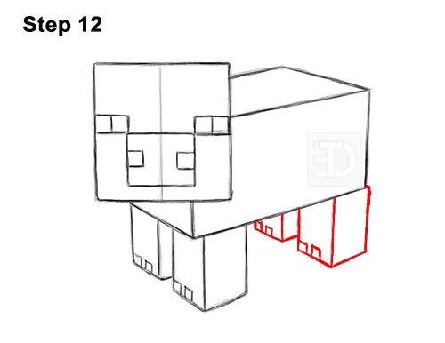 How to Draw Minecraft Pig Side View 12
