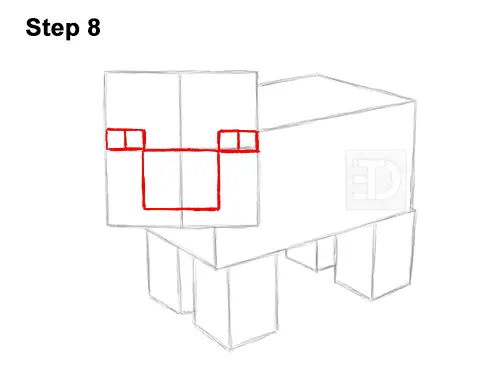 How to Draw Minecraft Pig Side View 8