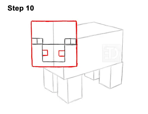 How to Draw Minecraft Pig Side View 9