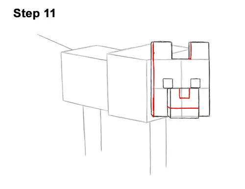 How to Draw Minecraft Dog Wolf Pet 11