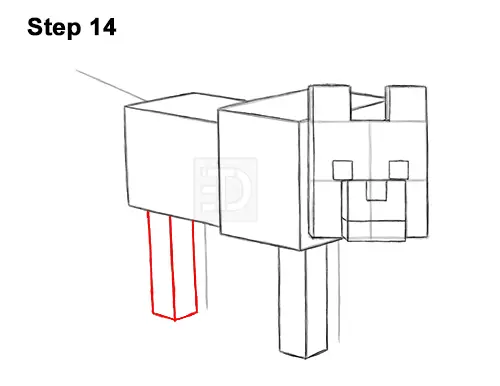 How to Draw Minecraft Dog Wolf Pet 14