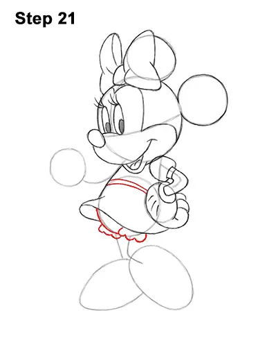 How to Draw Classic Minnie Mouse Full Body Disney 21