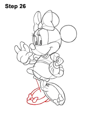 How to Draw Classic Minnie Mouse Full Body Disney 26