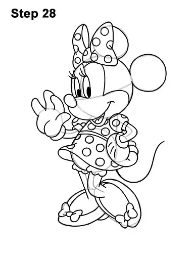 How to Draw Classic Minnie Mouse Full Body Disney 28