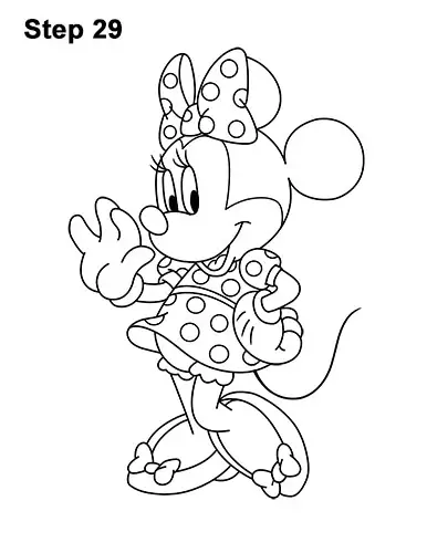 How to Draw Classic Minnie Mouse Full Body Disney 29