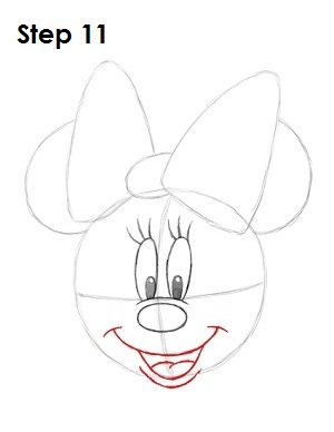 Draw Minnie Mouse Step 11