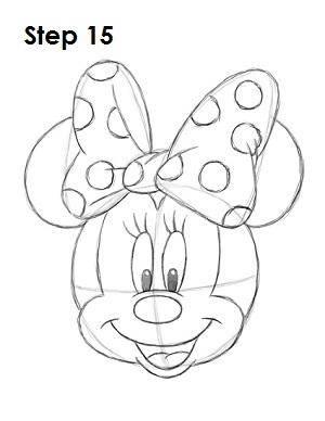 Draw Minnie Mouse Step 15