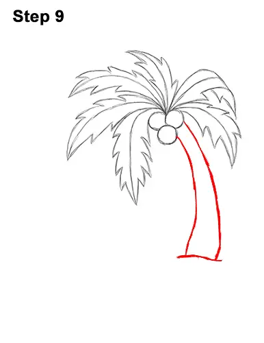 How to Draw Cartoon Palm Tree Tropical Island Beach 9